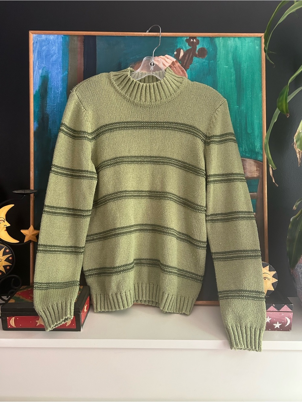 Vintage Tradition Country Collection Green Mock Neck Knit Sweater Women’s Small